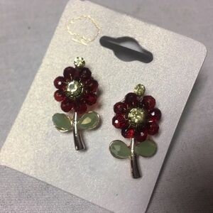 Crystal Bead Floral Stud earrings